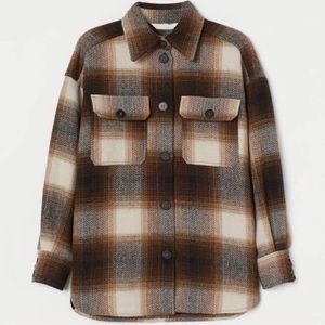 🍂 H&M Herringbone Weave Shirt Jacket